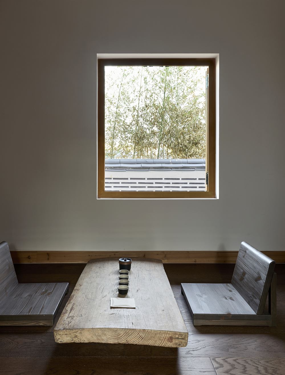 Tea lounge with floor-seating tea tables
